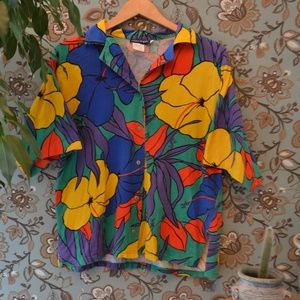 Vintage Multicolor Floral Casual Button Down Shirt